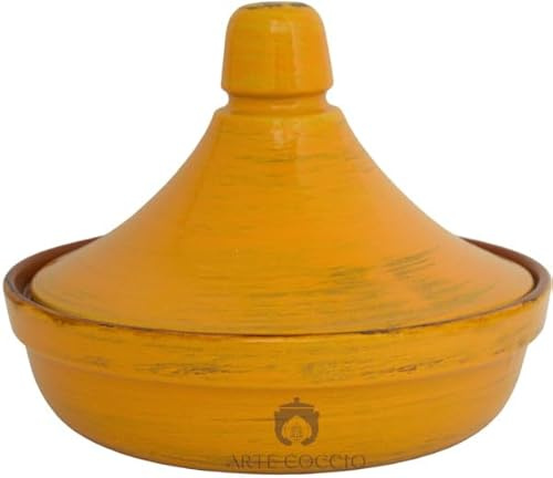 Colì Majolique et Terrecotte de 1650 Tajine Terre Antiche en terre cuite, Jaune Ocre 26 x 26 x 20 cm