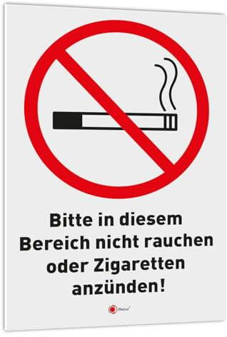 iSecur Schild Rauchen verboten und Zigarette anzünden I 20 x 30 cm I Hartschaumplatte | hin831