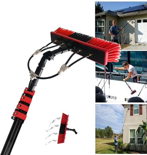 Dnowegas Teleskopstange wasserführend, mit 55cm Bürste, teleskopstange fensterreinigung Photovoltaikreinigung Solarreinigung Fassadenreinigung Fensterreinigung Wintergartenreinigung,20FT/6M