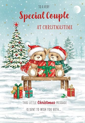 Piccadilly Greetings Weihnachtskarte für ein ganz besonderes Paar, traditionelle Bären, 22,9 x 15,2 cm