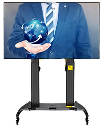 FLNOZAMZ All-in-One Floor Rolling TV Stand for 65-100 Inch Flat or Curved TV, Weighs 100kg, Adjustable Height Outdoor TV Stand
