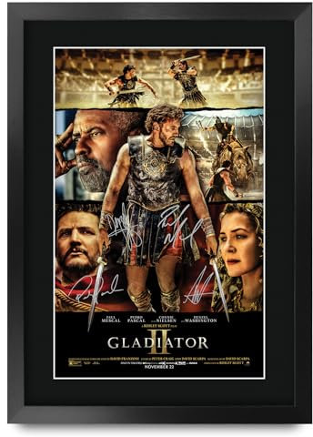 HWC Trading Gladiator 2 (2024) Geschenke Geduckter Poster Signiertes Autogramm Foto für Fans von Film Memorabilien - A3 Gerahmt