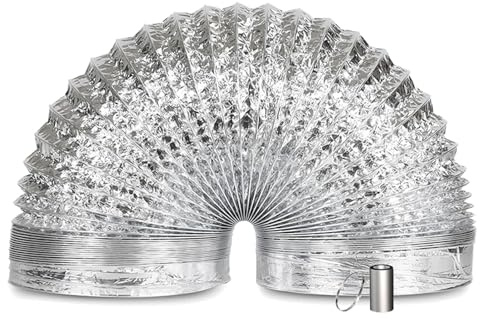 Lang Flexibler Aluminium Auspuffschlauch Hitzebeständiger Luftkanaltrockner Entlüftungsschlauch Abluftrohr, für Klimagerät, Trockner, Abzugshaube, mit Schellen und Klebeband(2m,80mm)
