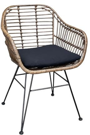 WOLF MÖBEL WOOD YOU LIKE Rattan Sessel TORA mit Kissen Esszimmer Küche Stuhl Relax Rattansessel Esszimmerstuhl (Braun)