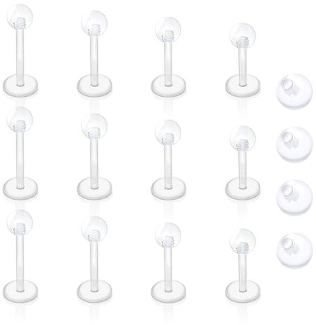 Besyvvin Plastik Lippenpiercing 1,2mm Kunststoff Labret Stecker Acryl Flexibel Piercing Lippe Helix Tragus Retainers 6/8/10/12mm