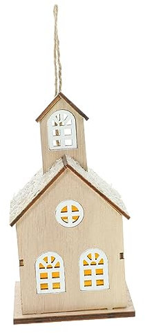 MAGICLULU Weihnachts LED Holzhaus Leuchtendes Holzhaus Ornament Für Festliche Weihnachtsfeiern Langlebige Weihnachtsdekoration Für Baum Und Wohnung