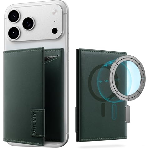 VULKIT Portefeuille MagSafe avec Autocollant MagSafe, Porte-Cartes Fin en Cuir pour 4 Cartes Protection RFID, Compatible avec Les iPhone Séries 17/16/15/14/13/12 et Autres Smartphones