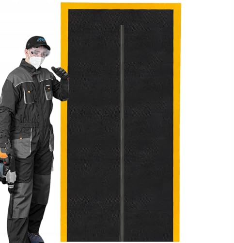 AGMI 1 x Staubschutztür mit Reißverschluss 110 x 220 | Mehrfach wiederverwendbar | Staubschutz bei Umbau & Renovierung | Staubtür | Staubvorhang | Polypropylen-Vliesstoff Abdeckung für Renovierung