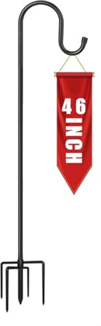 CMASTER Garden Schäferhaken, 1 Stück 117CM Metall-Gartenstecker Mit Heavy Duty Rust Resistant Haken Mit 5 Prong Base Shepherds Crook Hook für Vogelkäfige, Solarleuchten, Laternen, Hochzeit (46inch)