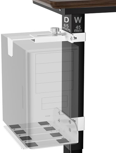 PC-Halterung unter dem Schreibtisch, ohne Bohren, 18 kg Kapazität, Computerhalterung unter dem Tisch, verstellbare Höhe und Breite, Klemmbein-PC-Halterung für Stehtische (nur passend für 65 mm x 45 mm