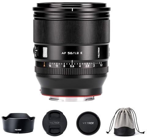 VILTROX 56mm F1.2 Pro E Mount Obiettivo, 56mm f/1.2 Autofocus Grande Apertura APS-C Prime Obiettivo Compatibile con Sony E-Mount Mirrorless A7SIII A7III A7RIII A7IV A7RIV A9 A1 FX3 A7RV ZVE1 A7CR