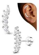 Adramata Ohrstecker Silber 925 Helix Piercings Hypoallergene Ohrringe Damen | Knorpel Ohrring Damen,Flatback Ohrringe Silber 925,Hypoallergen Tragus Helix Piercings,Vergoldet Ohrring Stecker