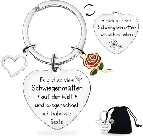 Weihnachtsgeschenke Schwiegermutter, Schwiegermutter Schlüsselanhänger | Geschenk für Schwiegermutter Herz mit Gravur, Muttertagsgeschenk Weihnachtsgeschenke Geburtstagsgeschenk