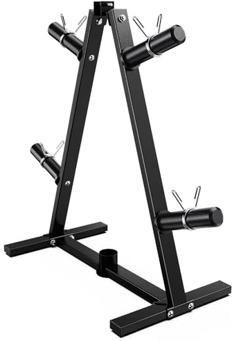 JX FITNESS Olympic Weight Plate Tree Storage Rack Only for Home Gym | Steel Solid Construction, Easy to Assemble, Compact for Home & Garage, Fit for 1’’/2’’ Weight Plates & Weight Bar Storage
