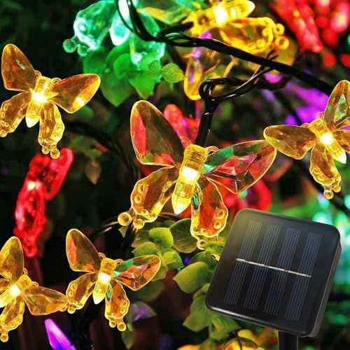 BG9D Guirlande Lumineuse Solaire Extérieure Papillon, 8M 40 LED avec Câble de 2M, 8 Modes, Étanche IP67 pour Jardin, Balcon, Terrasse, Arbre, Fête
