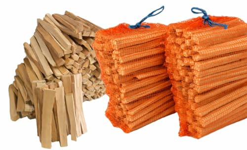 Anzündholz aus Hartholz, Buche Eiche Esche, 2 x 7 kg im Netzsack, 14 kg Brennholz zum Anzünden