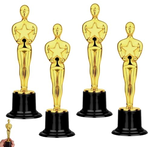 LiJuanWang 4 Stück Goldener Gewinnerpreis,mini pokale,Goldtrophäen,Gold Figur aus Plastik,Party-Feiern, Trophäenpokal,für Preisverleihung,Sportfeier,Partydeko,Accessoire für den Karneval