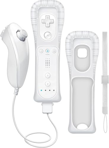 WKOLF Juego de 4 mandos a distancia de repuesto para Nintendo Wii/Wii U con Motion Plus, 1 unidad (mandos a distancia + joysticks analógicos + funda de silicona + correa de mano)