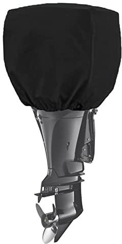 Coco Außenbordmotorabdeckung für Yachtboote, bis zu 115–225 PS, strapazierfähig, Wasser-, schimmel- und UV-beständig, mit dickem Polyestergewebe (Schwarz, 115–225)
