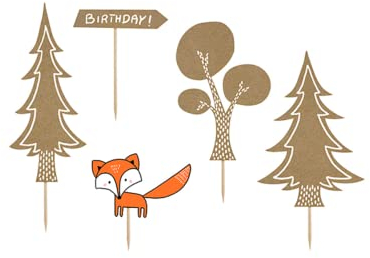 Generique - Liebliche Kuchendekoration Wald-Figuren 5 Stück braun-orange