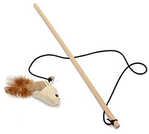 Chickwin Kitten Cat Teaser Interactive Toy Dangler Rod with Bell and Feather (Mouse)