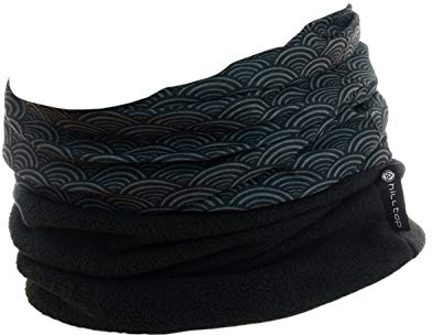 Hilltop® Polar Multifunktionstuch mit Fleece, warmes Schlauchtuch, Schal, Halstuch für kalte Herbst und Wintertage, für Damen und Herren, Trendige Farben, Farbe:schwarz graue ringe