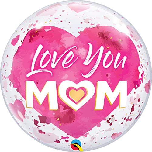 Qualatex Luftballon Love You M (Herz) M, Pink, 56 cm, mehrfarbig