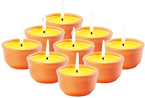 infactory Duftkerzen: 9er-Set Anti-Mücken-Kerzen je in Terrakotta-Schalen (Anti-Mücken Kerze draußen, Antimückenkerzen, Moskitonetz)