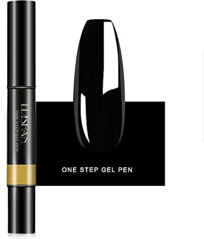 Uhat One Step Gel Nail Polish Pen 3 in 1 Step UV Nail Gel Painting Pen No Base Top Coat Need Nails Art Tool (01#)