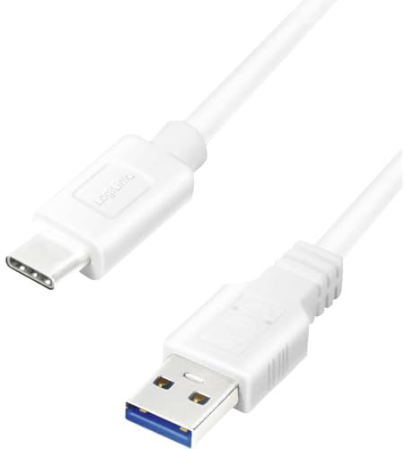 LogiLink CU0175 - USB 3.2 Gen 1x1 Anschlusskabel, USB-A zu USB-C, Weiß, 1.5m