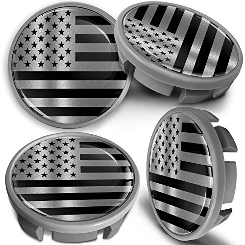 SkinoEu 4 x 65mm Nabendeckel Felgendeckel Radnabenabdeckung Nabenkappen Felgenkappen Radkappen Alufelgen Kompatibel mit VW 3B7 601 171 / 6U7 601 171 Silber USA Flagge Amerika Fahne CVS 7