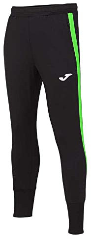Joma Hombre Pantalón Deportivo, Negro-Verde Fluor, M