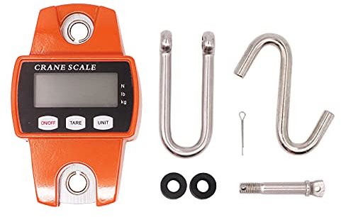 MUALROUS Mini Digital Crane Scale, 300kg/600lb Electronic Hook Hanging Scale for Farm Hunting Fishing Outdoor (Orange)