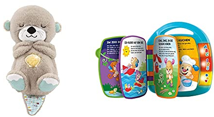 Mattel Fisher-Price FXC66 Schlummer-Otter Spieluhr aus Plüsch, mehrfarbig & CDH40 - Lernspaß Liederbuch, deutschsprachig, ab 6 Monaten
