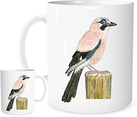 Stoneys Badges Jay Bird Mug – Hand‑Drawn Wildlife Illustration, Nature Lover Gift, Birdwatcher Coffee Cup, Artistic Ceramic Mug