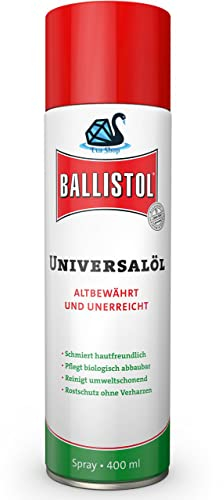 Ballistol Universalöl in verschiedenen Größen zur Fahrzeugpflege, Fahrradpflege, Waffenöl zur Waffenpflege, Tierpflege, Lederpflege, im Garten, Haushalt, Handwerk UVM. von Eva Shop® (400ml Spray)