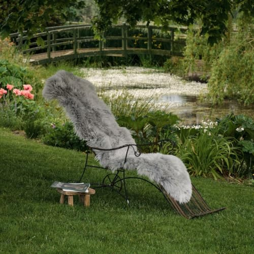 Arthur Cameron - Light Grey Double Sheepskin Rug | Light Grey Double Sheepskin Rug, 190x65cm – Soft UK-Tanned Fleece with Dense 5cm Wool, with Natural Suede Backing