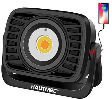 HAUTMEC COB LED Rechargeable Work Light 1500LM Portable Lights, Magnetic Work Light, Power Bank, 360°Rotating & Hook, IPX4 Waterproof & IK07 Impact Resistant, for Car Repairing, Emergency and Outdoor