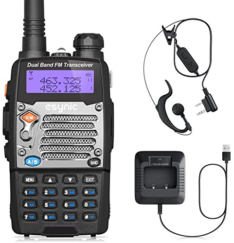 eSynic uv5r Upgrade 5W Walkie Talkies Rechargeable UV-5R Radio Walkie Talkies Dual Band VHF/UHF Clear Calls Long Range 2 Way Radio with LED Display 128CH Supports VOX FM Functions for In&Outdoor