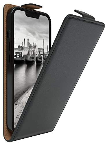 EAZY CASE Hülle kompatibel mit iPhone 14 Flip Cover zum Aufklappen, Handyhülle aufklappbar, Schutzhülle, Flipcover, Flipcase, Flipstyle Case vertikal klappbar, aus Kunstleder, Schwarz