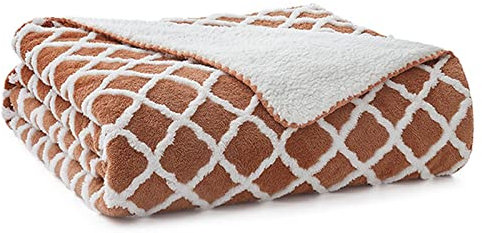 Herpa Decke Wohndecke Zweiseitige Kuscheldecke Extra Dick & Warm Sofadecke/Couchdecke Mikrofaser Sofaüberwurf Superweich und Flauschig Fleecedecke für Bett Und Sofa, Waschbar,Orange,200×230cm
