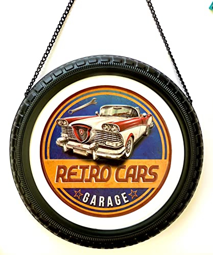 DiiliHiiri Cartello 3D auto classiche – originale cartello vintage retrò da American Retro Sign Company per bar pub caffetteria e officina. Targa vintage anni '50. 30 x 60 x 4 cm (9541-2)