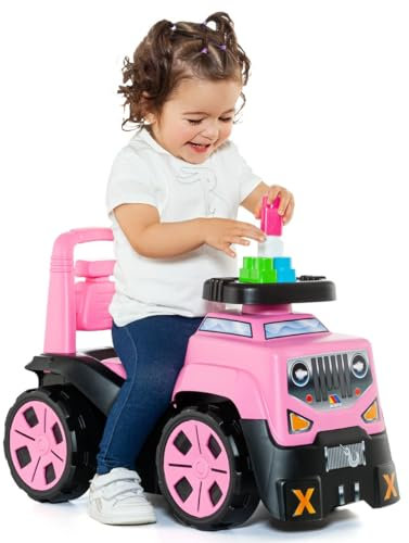 MOLTO | 3-in-1 SUV Rutscher mit Block Set | Rosa SUV Korridor Läufer | Sicheres und widerstandsfähiges Kinderspielzeug | Förderung der Entwicklung von Kindern | +10 Monate