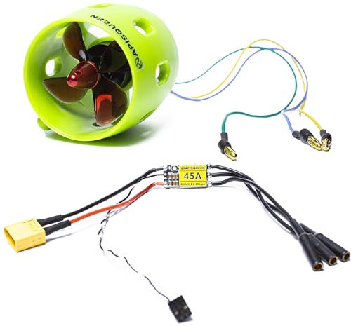 ApisQueen 12-16V U1 Unterwasserstrahlruder Mit 45A Bi-Direktionalem ESC, 4.1lb Schub Bürstenloses Unterwasserstrahlruder/Propeller Für ROVs Boote(CW)