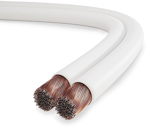conecto Speaker Cable, CCA Speaker Cable, 2 x 1.50 mm², Colour: White, 10 Metres