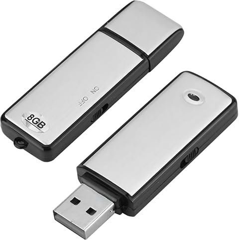 Registratore vocale digitale USB, mini registratore vocale spia da 8 GB, registratore vocale piccola spia USB per riunioni, interviste, conferenze, lezioni, con memoria per ore di registrazione.