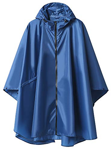 SaphiRose PONCHO Regenponcho Damen Herren Wasserdichte, Regencape mit Kapuze Reißverschluss, Regenmantel Damen Wiederverwendbar, Regenponcho Fahrrad Wandern, Regenjacke Damen Leicht Navy blau