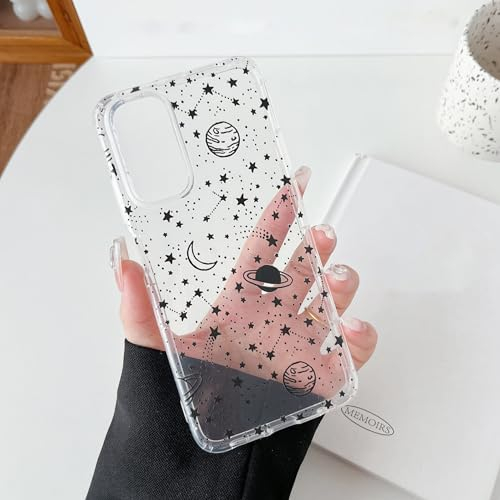 ZTOFERA Xiaomi Redmi Note 11/Note 11S 4G (6,43 Zoll) Durchsichtig Hülle, Transparent Weiches TPU Handyhülle mit Planeten Sterne Universum Muster Schutzhülle Stoßfest Bumper Cover, Klar mit Schwarz Sky