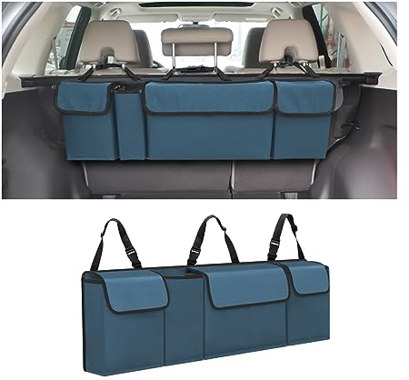 Adunsiaoto Mehrere Fächer Auto Organizer Kofferraum, Wasserdicht, Oxford-Stoff, Blau