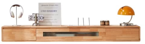 Étagère Flottante pour sous la télévision,Meuble TV Flottant,Petit Meuble TV Moderne avec 2 tiroirs,Console multimédia Murale,pour Chambre à Coucher,Salon (Couleur: Couleur Bois-B,Taille: 12